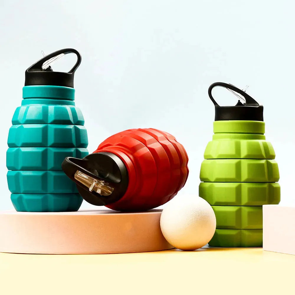 Foldable Water Bottle Food Grade Silicone Cycling Hiking Kettle With Hook - Bellarte Enchanté Foldable Water Bottle Food Grade Silicone Cycling Hiking Kettle With Hook